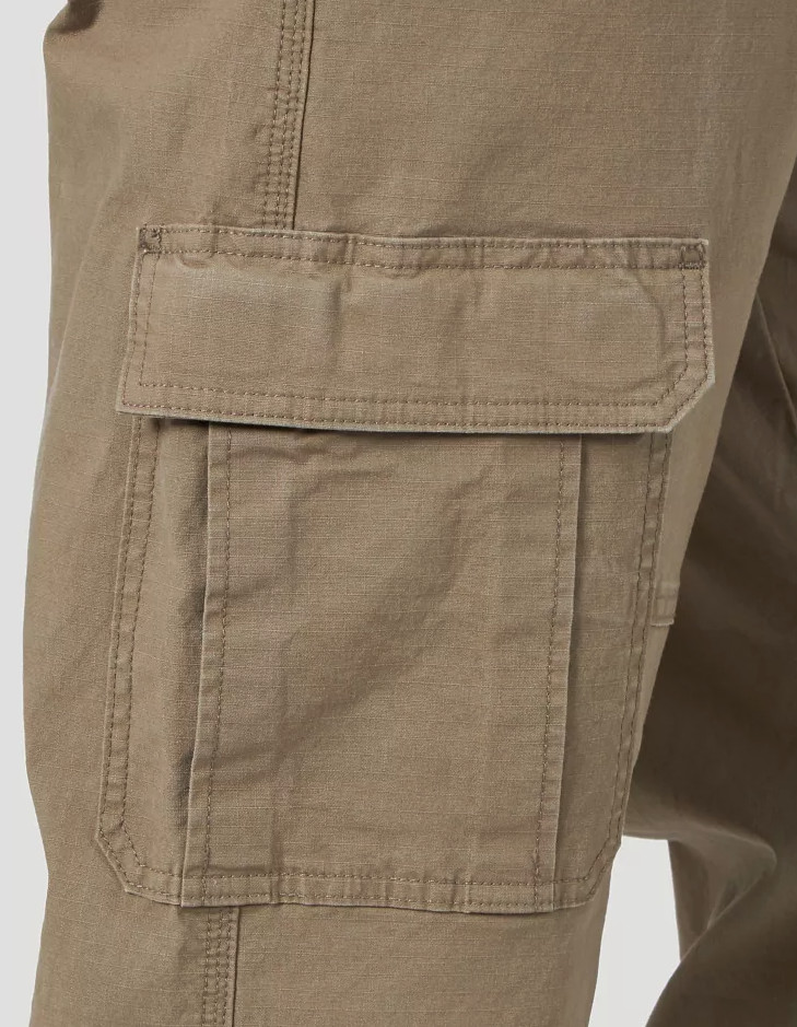 Men’s Wrangler Cargo Pants w/ Stretch Relaxed Fit Brown Tech Pocket CHOOSE SIZE