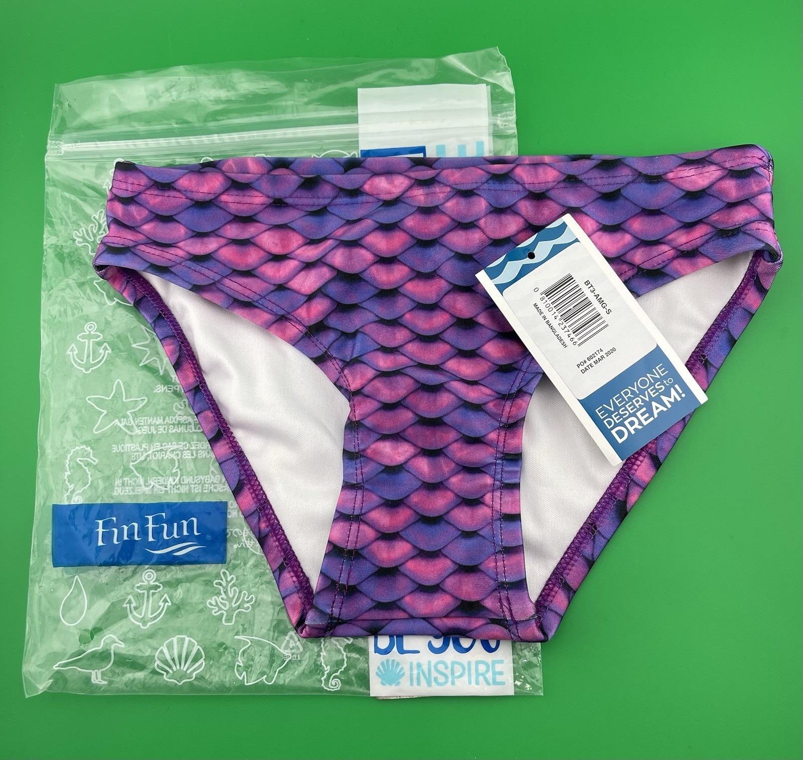 Fin Fun Mermaid Asian Magenta Purple Bikini Bottom Girls Size Small NWT
