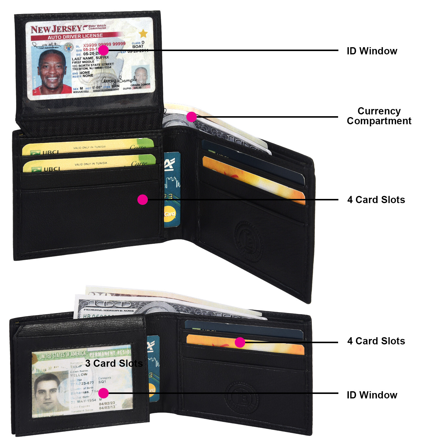 Genuine Leather Minimalist Bifold Wallets For Men RFID Blocking Slim Mens Wallet