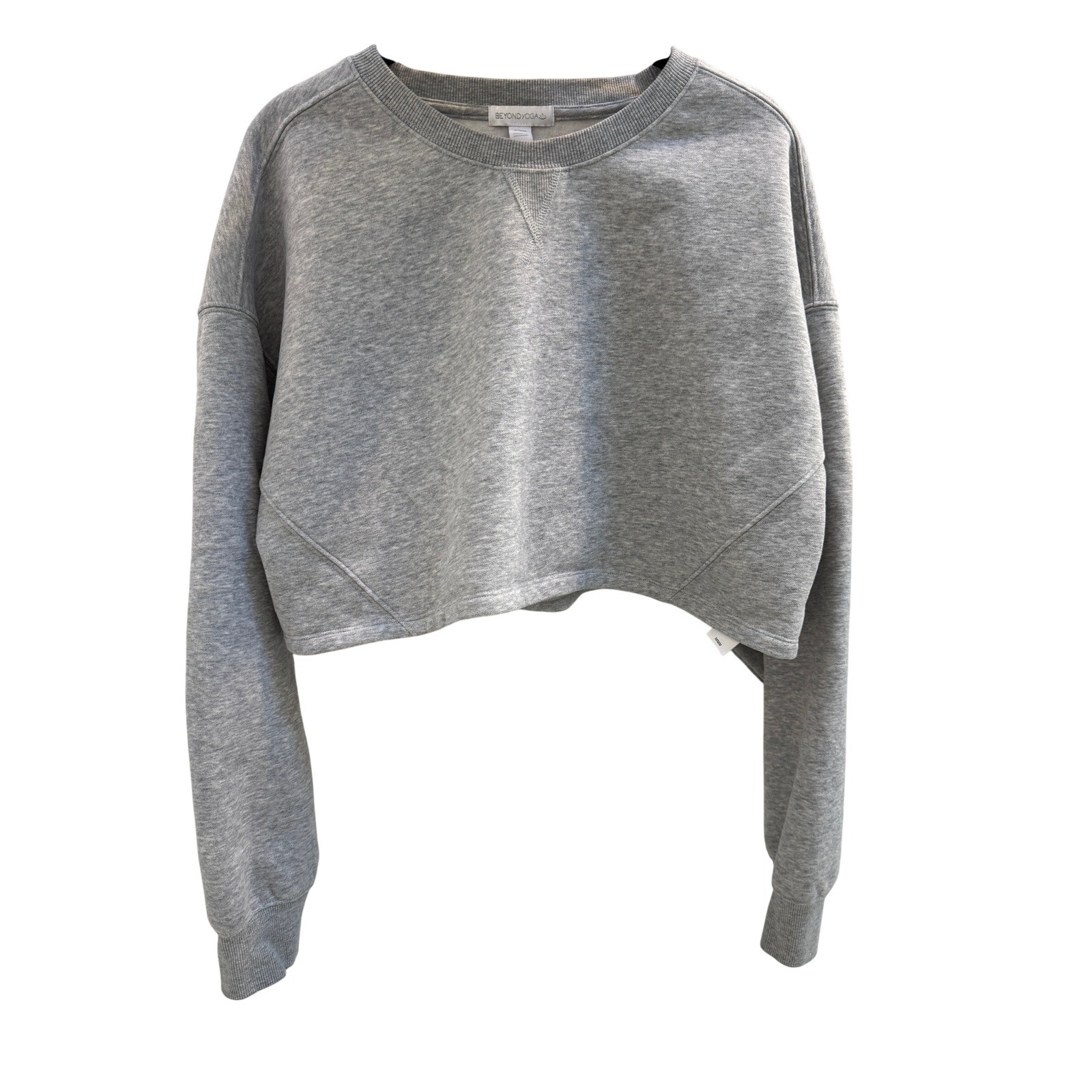 Beyond Yoga Womens Heather Gray Cropped Crewneck Sweatshirt NF7984 Size Medium