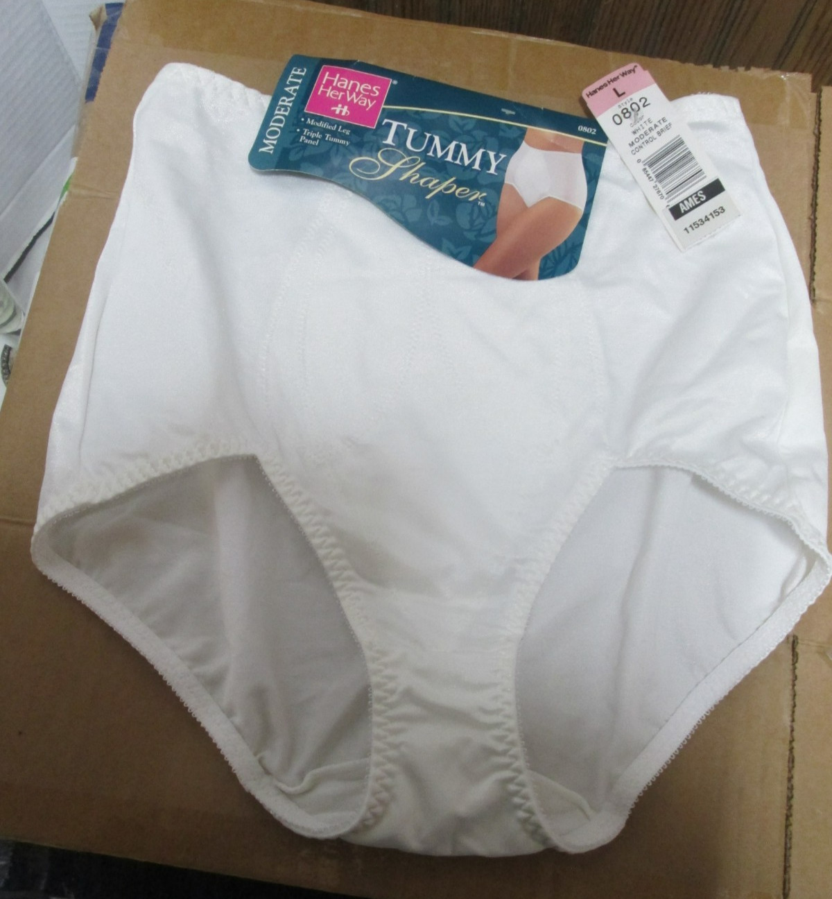 Vintage Hanes Her Way Tummy Shaper Panty Moderate Control Large White NWT