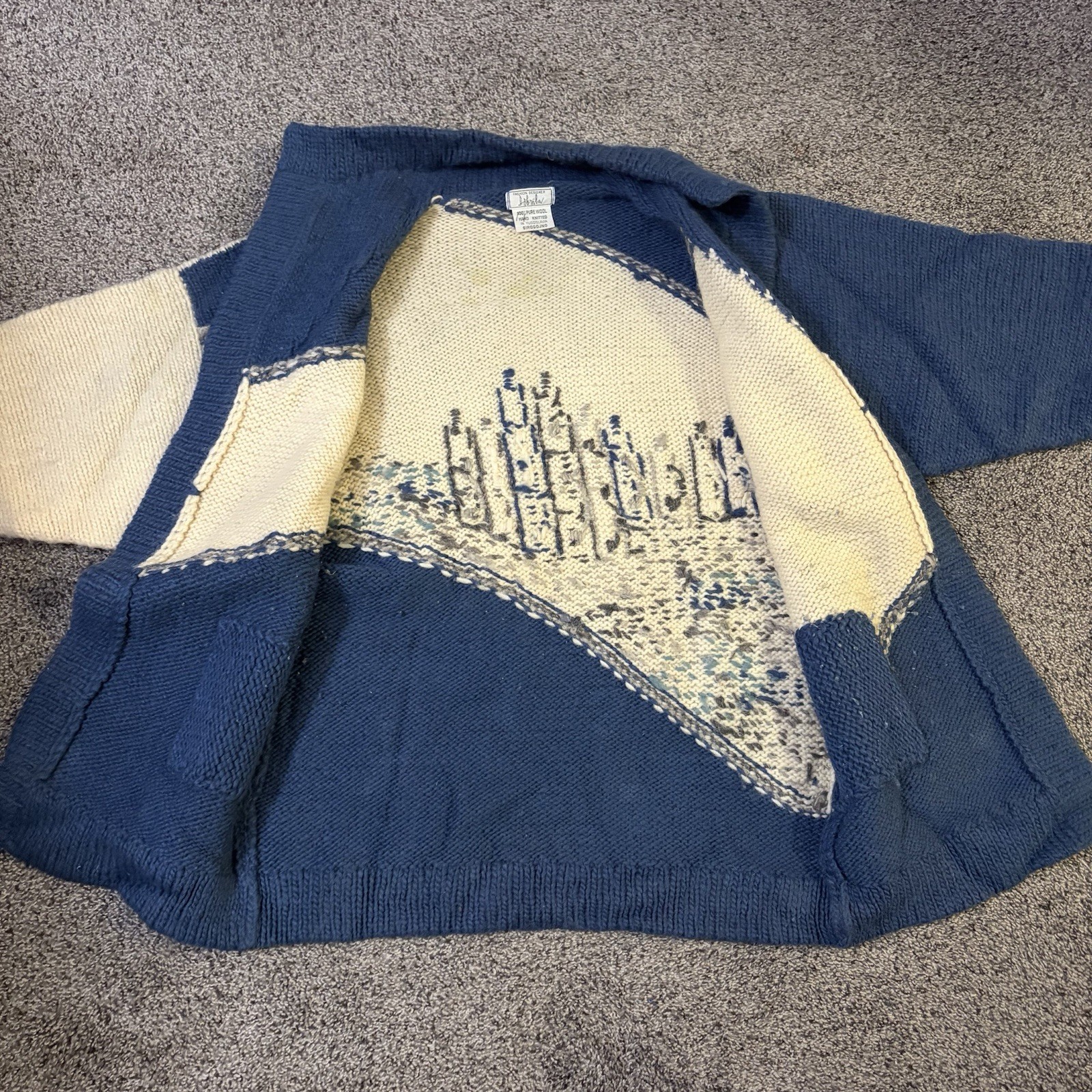 Vtg Dobrila Cardigan Sweater Sz L Hand Knit Embroidered 100% Wool Sirogojno READ