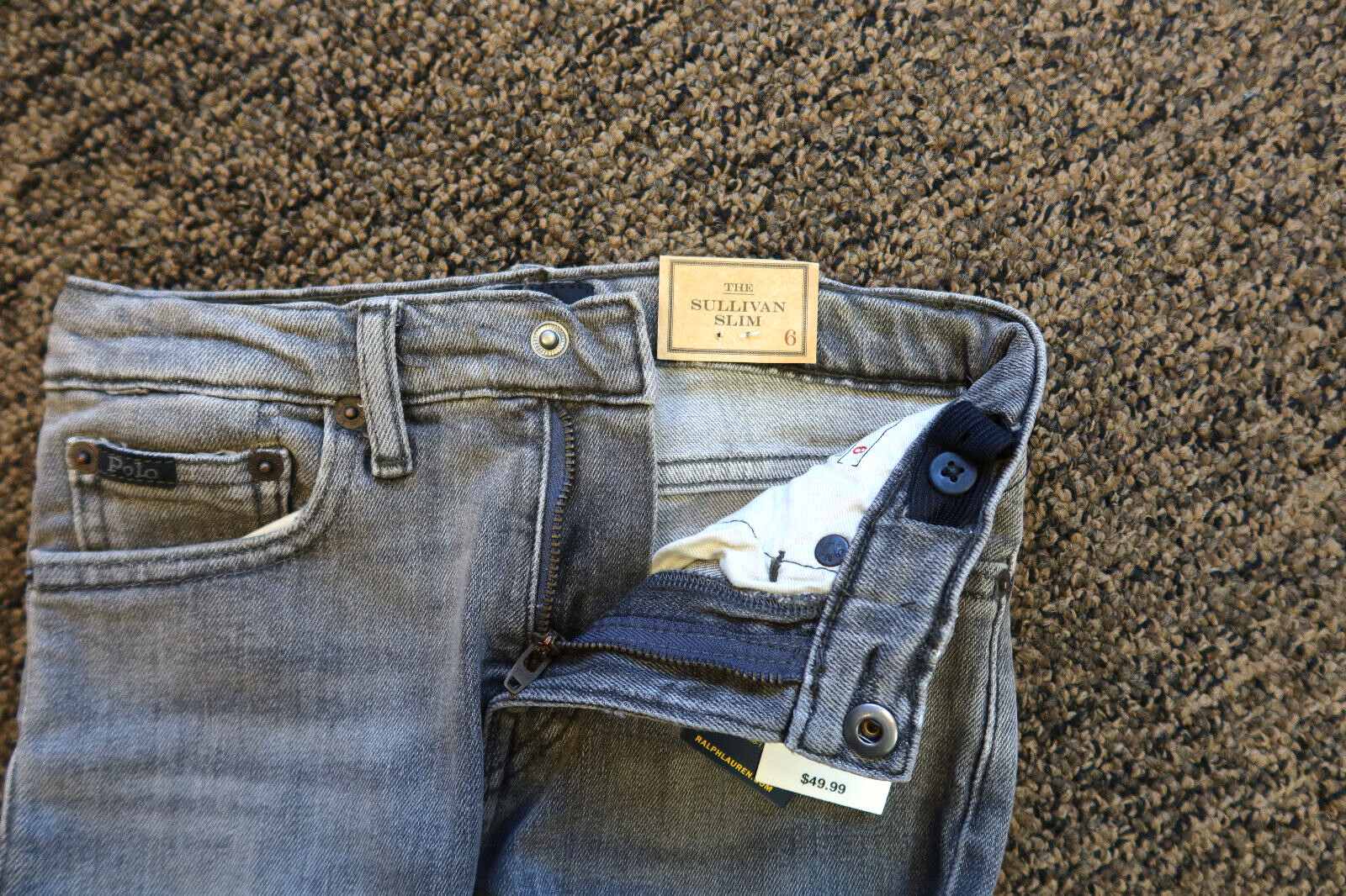 New Polo Ralph Lauren The Sullivan Slim Boy’s Jeans – Size 6 – Sadler (gray)