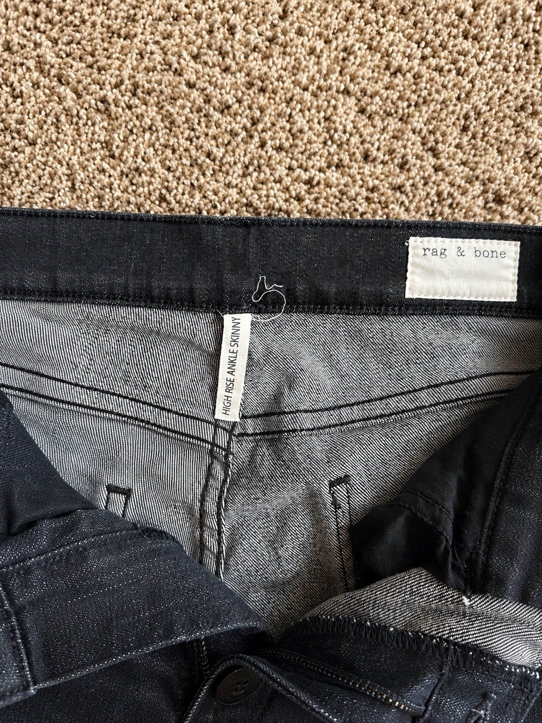 rag & bone/JEAN Women’s High Rise Ankle Skinny Black Dark Wash Stretch Jeans