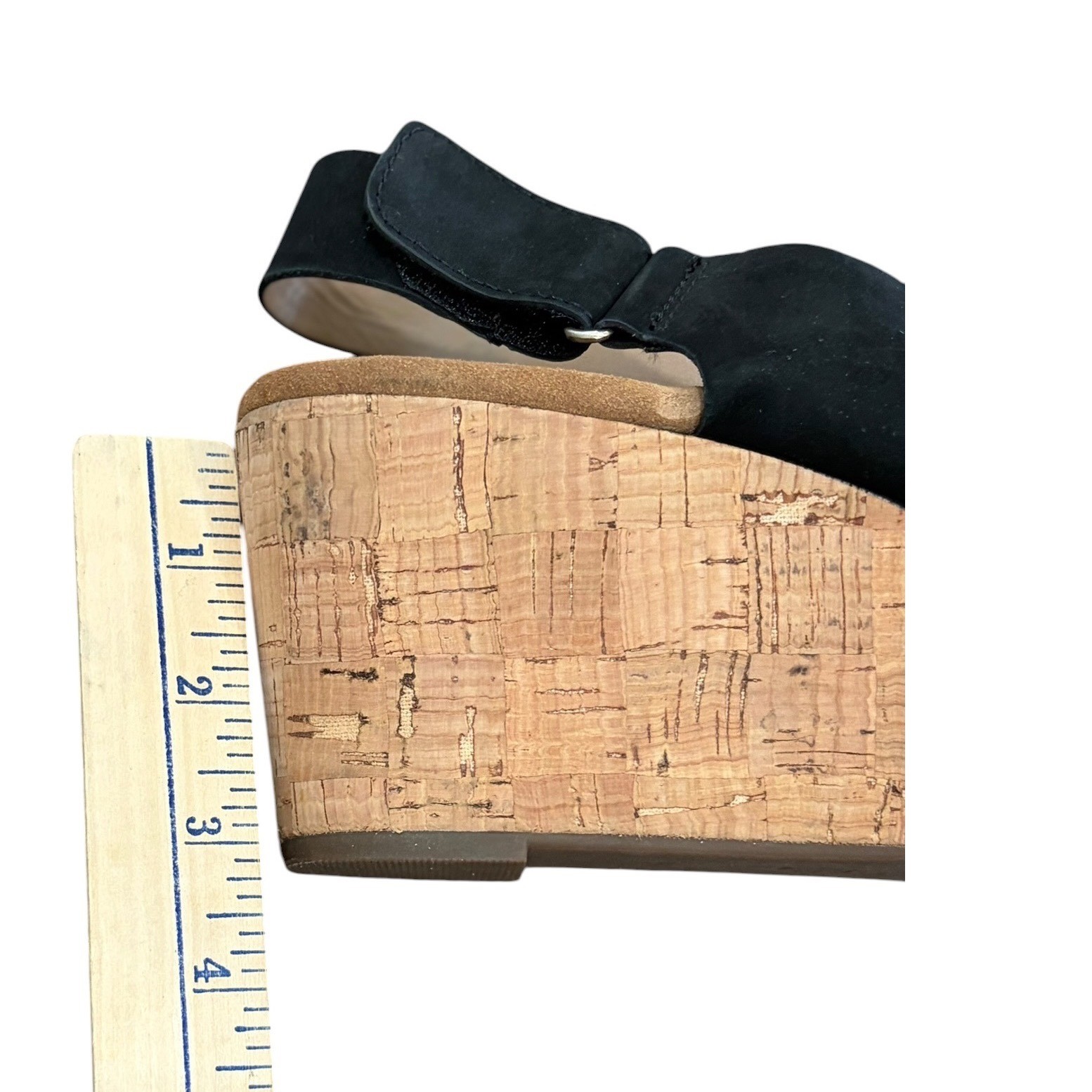 Clarks Artisan Caslynn Shae Cork Wedge Sandals Nubuck Leather Black Womens 11