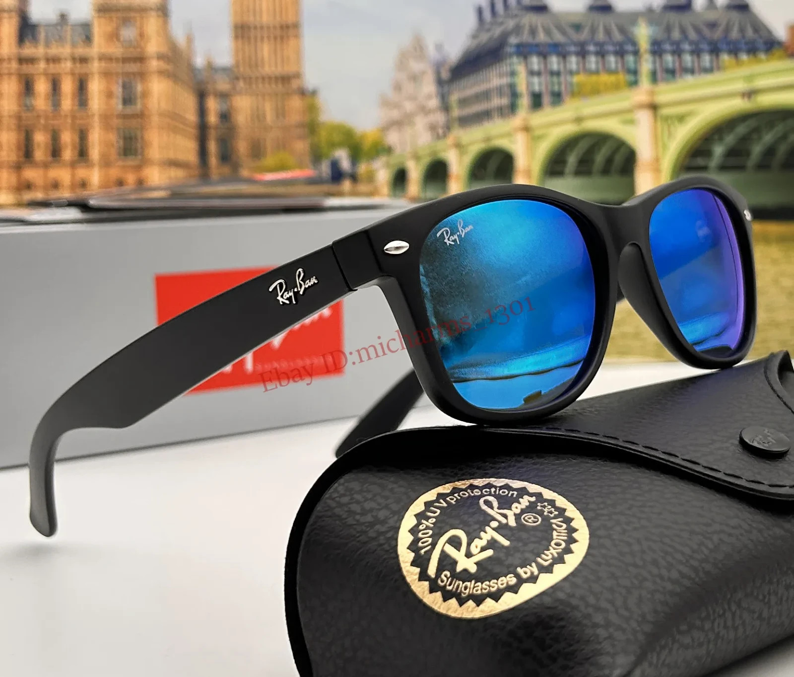 Ray-Ban Wayfarer FLASH Rb2132 Lens Blue Flash 622/17 Sunglasses 55mm
