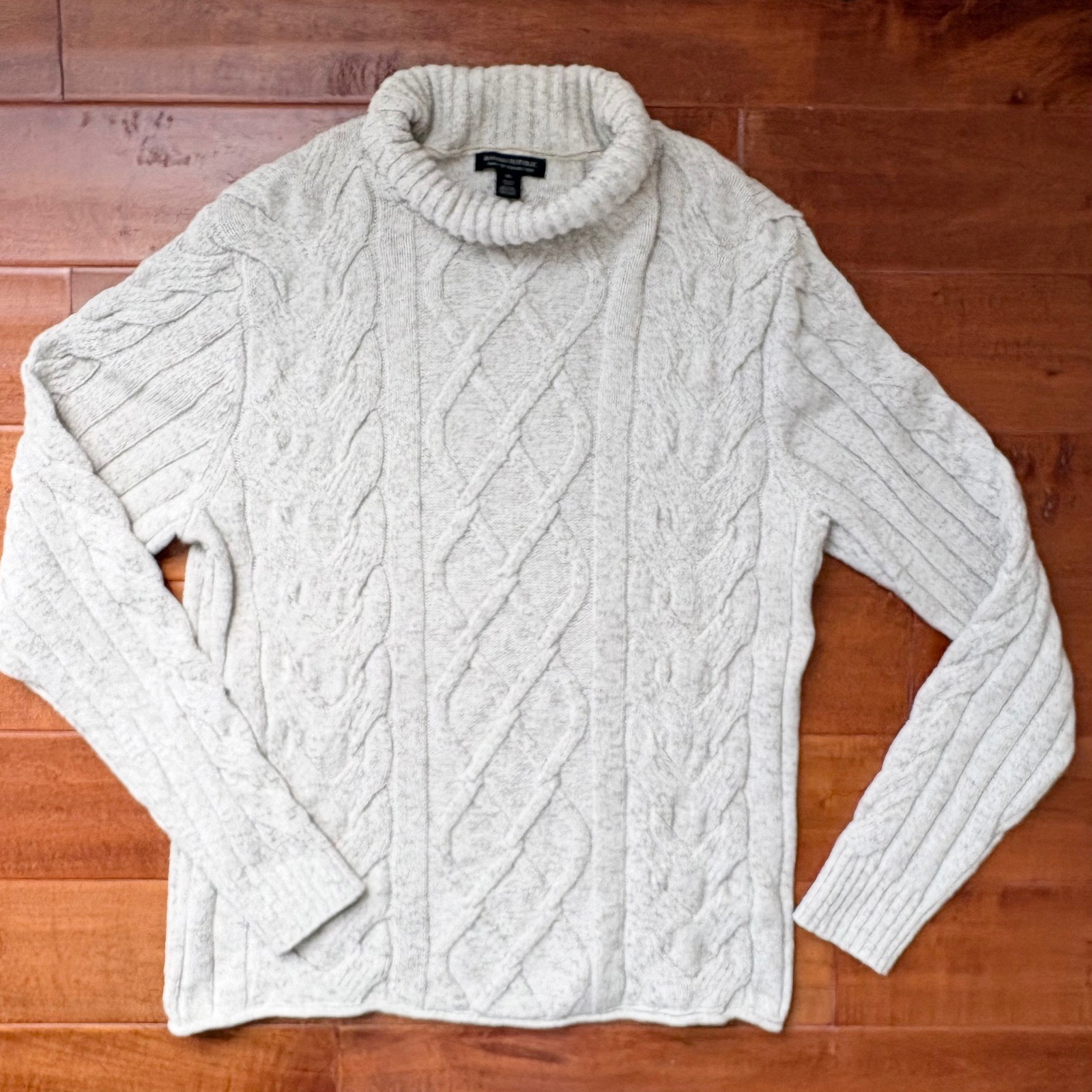 Banana Republic Cable Knit Wool Blend Sweater Women M Gray