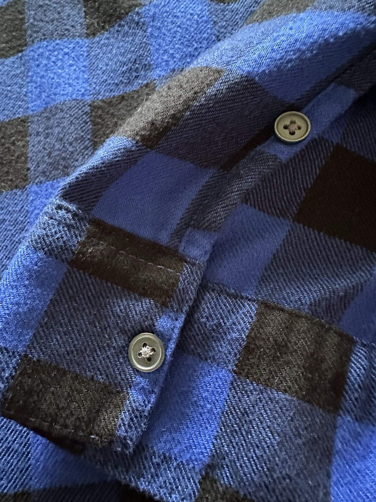 Banana Republic Boyfriend Fit Small Blue Black Buffalo Plaid Button Down Shirt