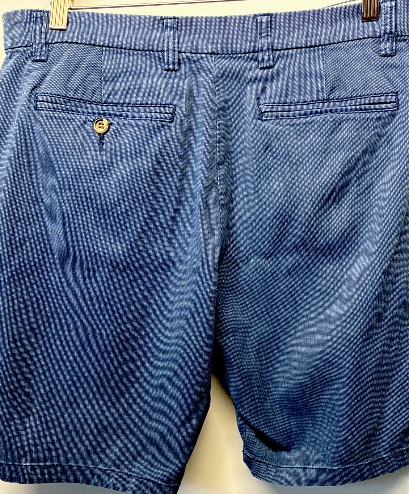 Old Navy Mens Size 31 Ultimate Slim Chino Shorts Blue Micro Dot Chambray Pattern