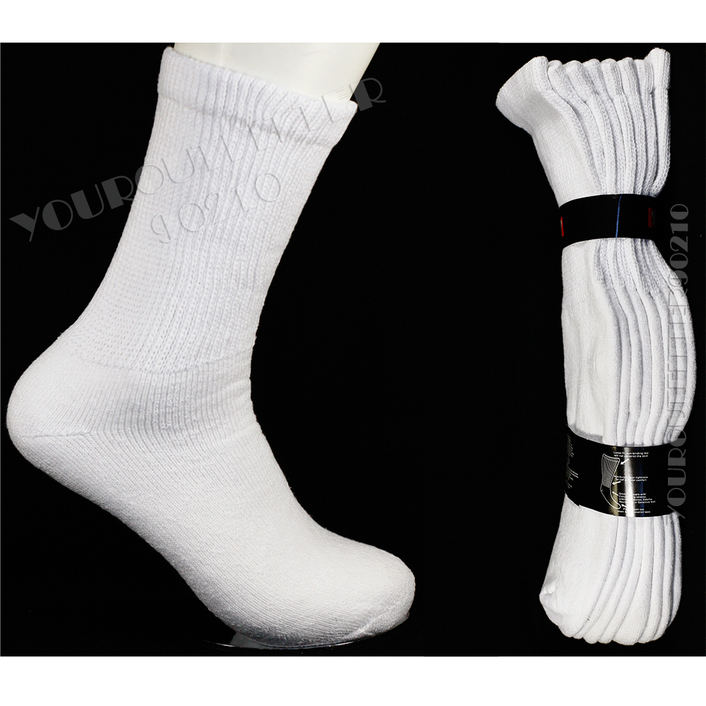 4 Pack HEAVY WEIGHT Work Winter Thick White Cotton Crew Socks Big & Tall Unisex
