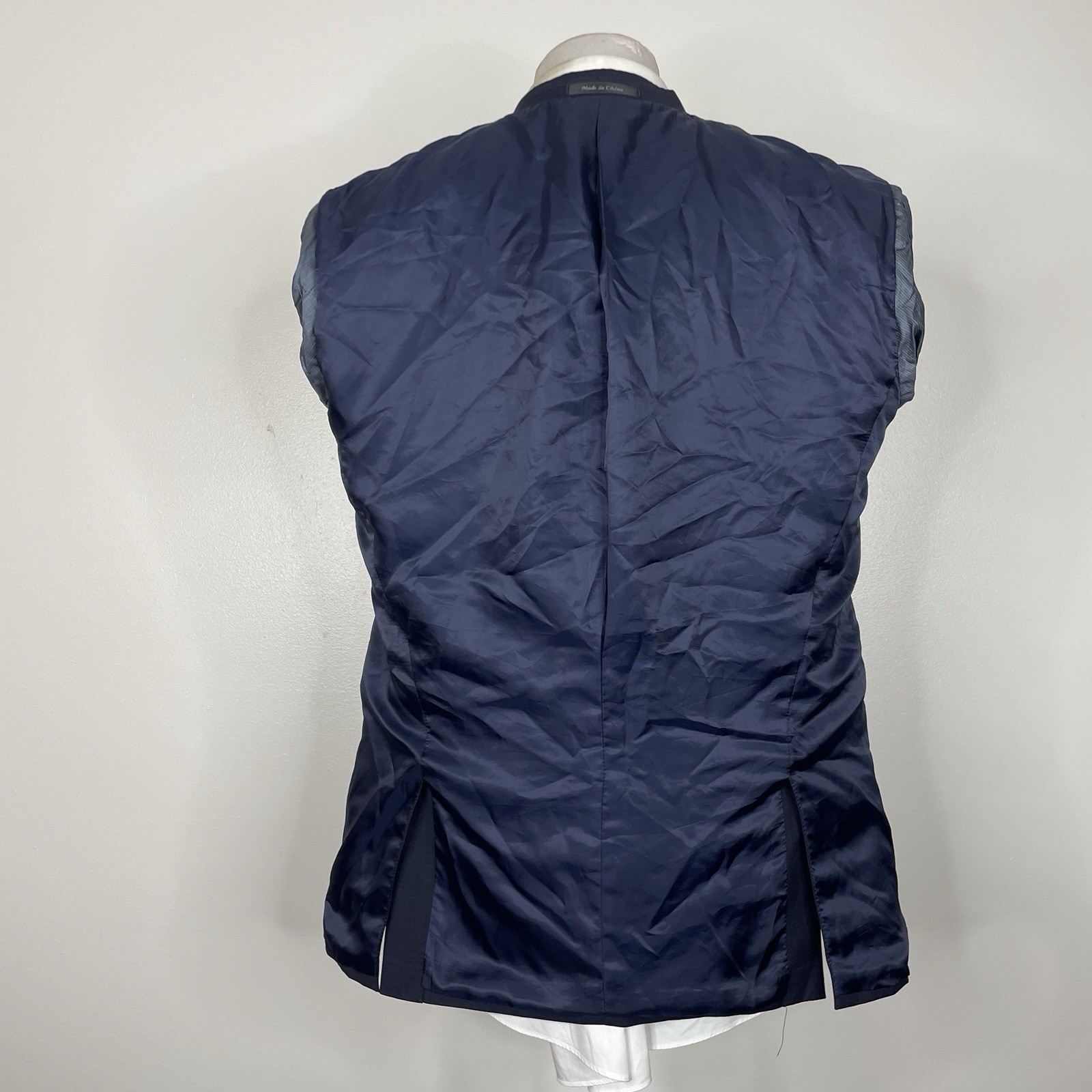 Calvin Klein Blazer Jacket Mens 40R Navy Blue Check Polyester Double Vented