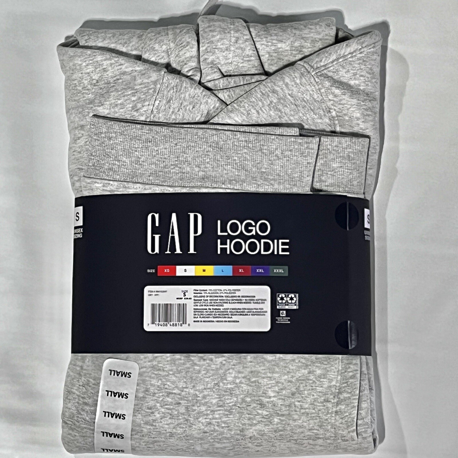GAP Unisex Super Soft Long Sleeve 1969 Logo Pullover Hoodie Grey Size S NWT!