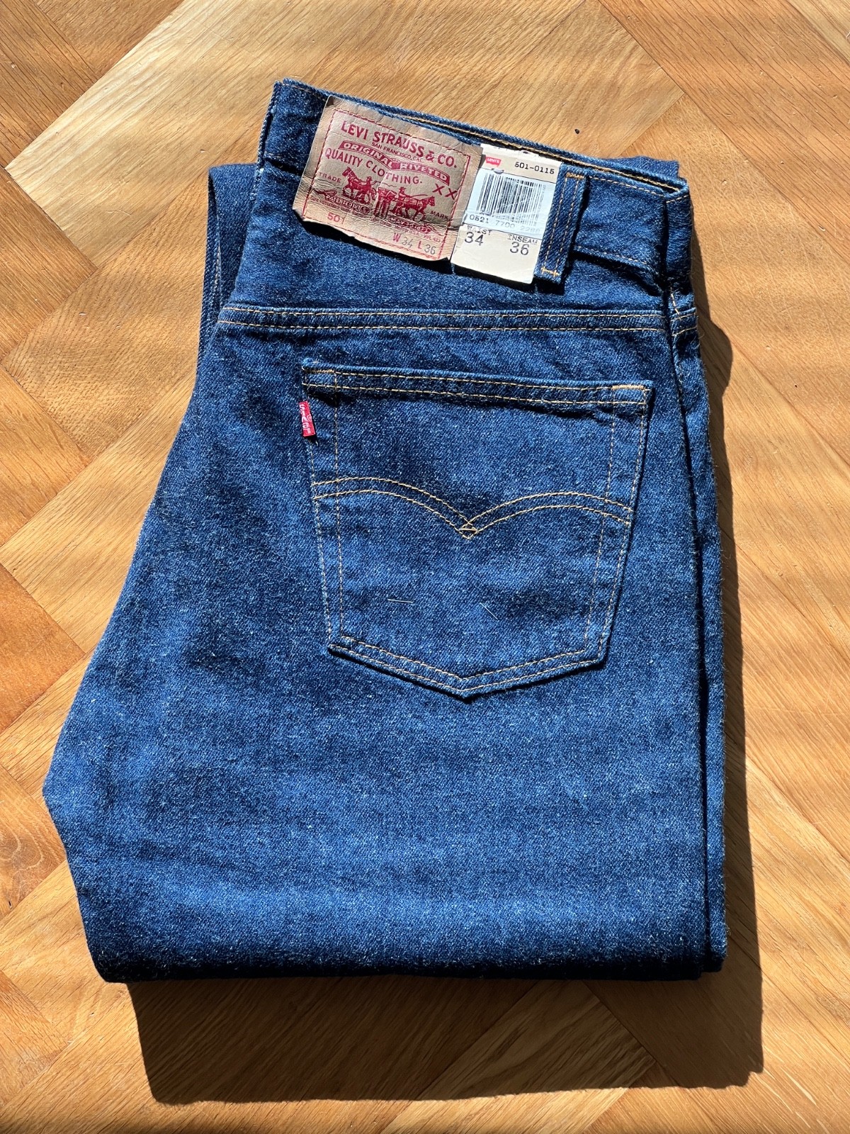 VTG 1989 Levi’s 501-0115 Made USA Deadstock W34 L36 Raw Denim 546 NOS