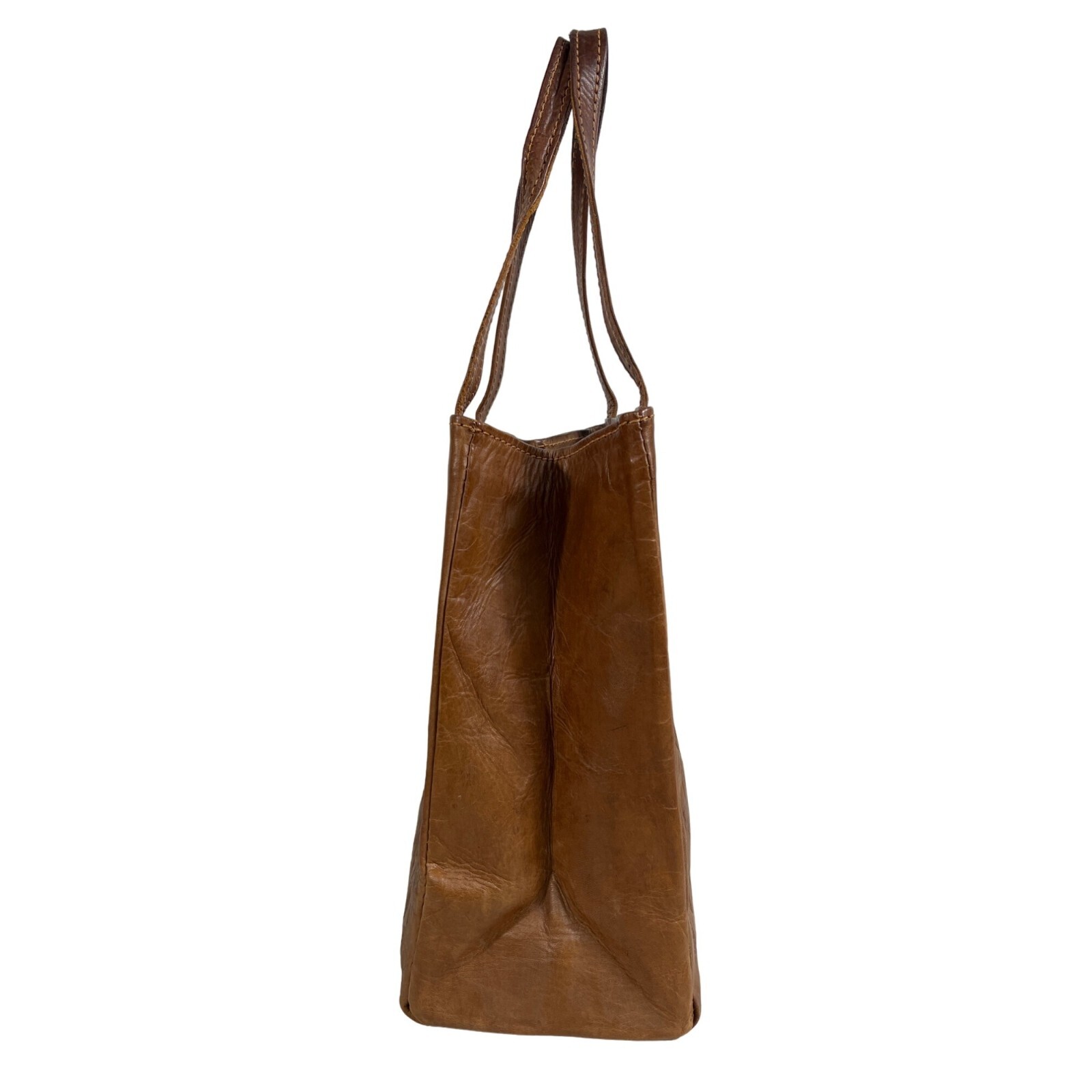 Handmade in Paraguay Brown Leather Bucket Tote Bag