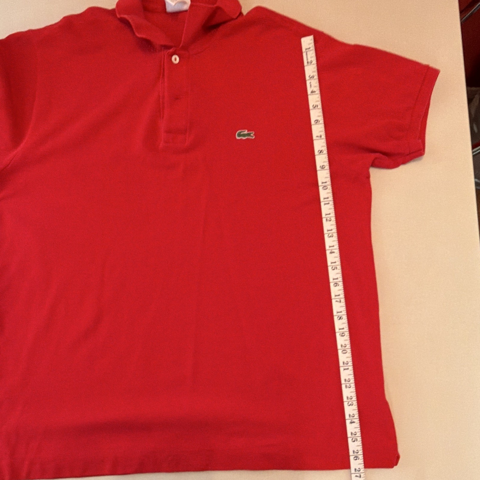 Lacoste Men’s Polo Shirt Red Solid Embroidered Logo Short Sleeve Size 7