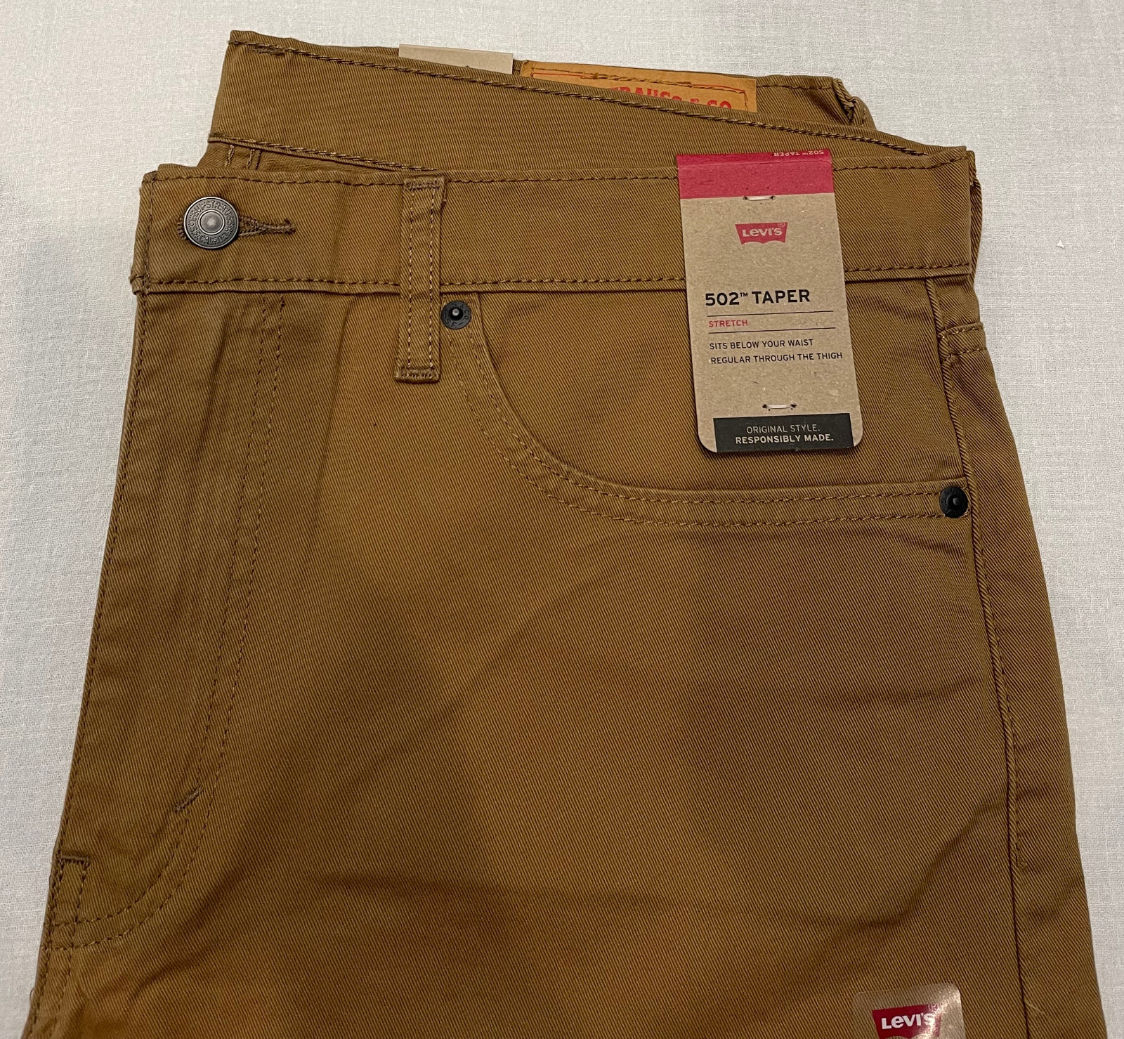 Mens Levis 502 Regular Taper Stretch Jeans Caraway (Brown) 32, 33, 34, 36 #0100