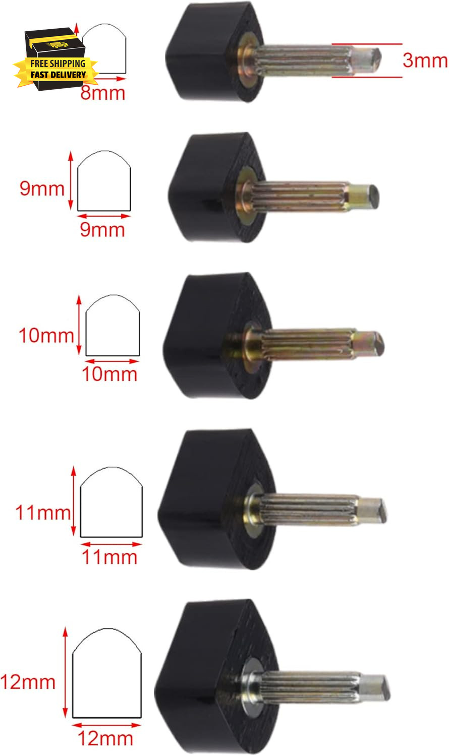 Cosmos 15 Pairs High Heel Tips Shoes Replacement Tap Caps, 5 Size, 8/9/10/11/12M