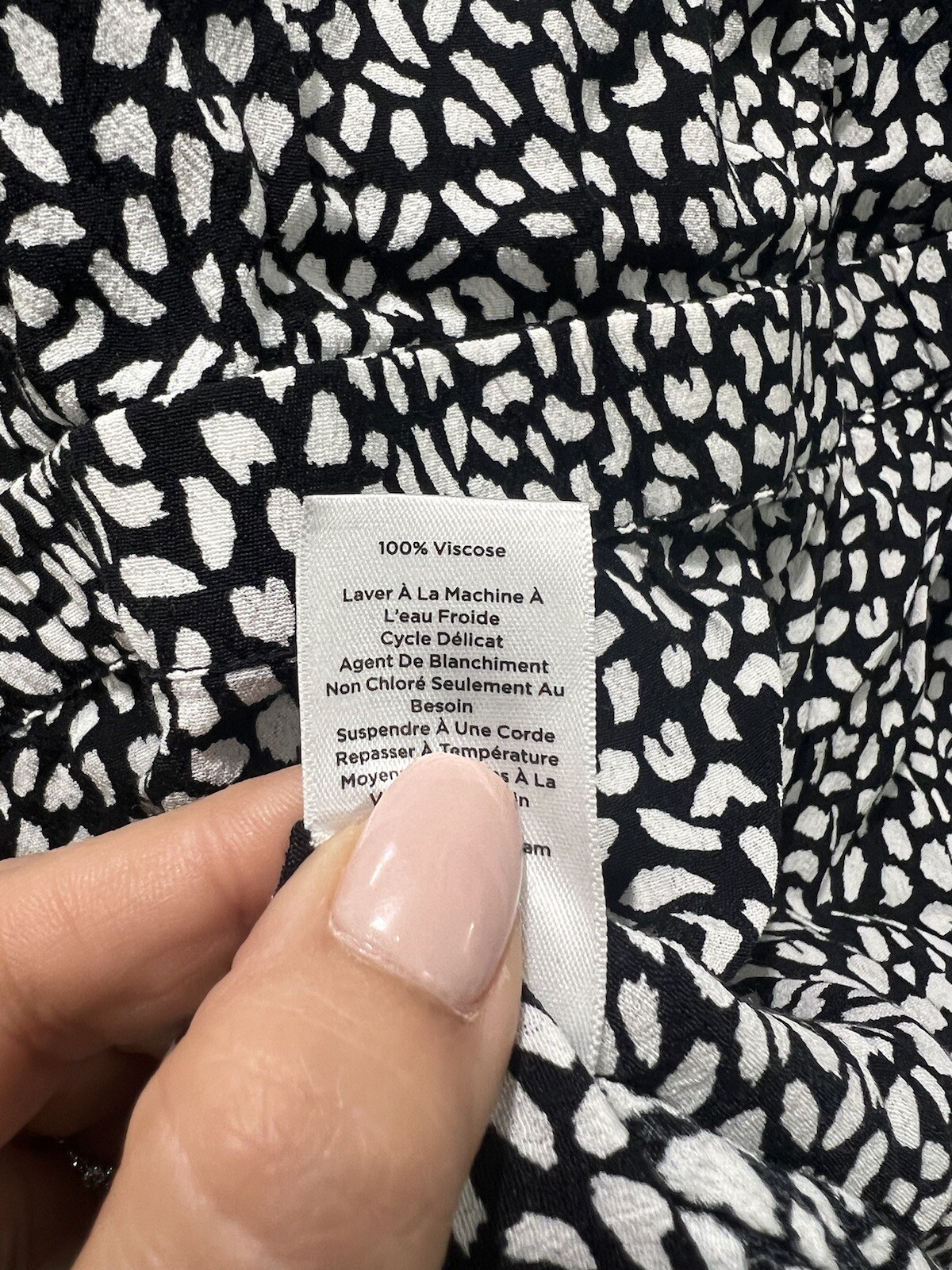 Talbots Faux Wrap Top Spot Print Long Sleeve Blouse Black White Plus 2x