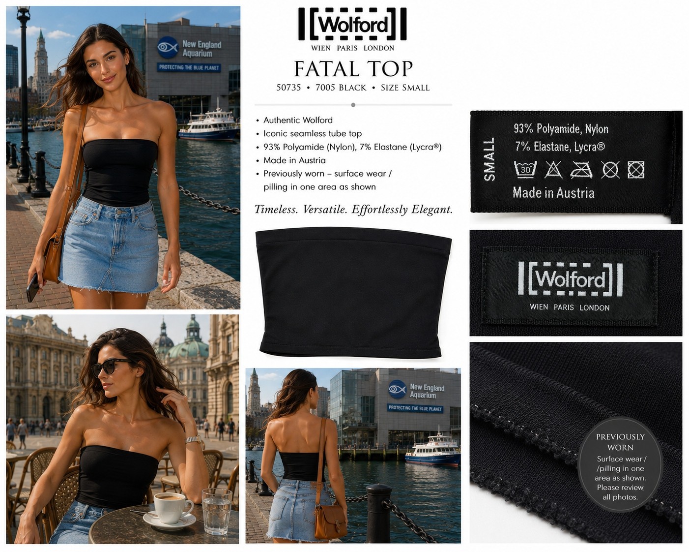 Wolford Fatal Top Black Tube Top Size Small Made in Austria