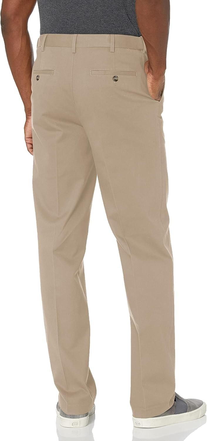 Mens Chino Pants Expandable Waist Performance Stretch Wrinkle Resistant Slacks
