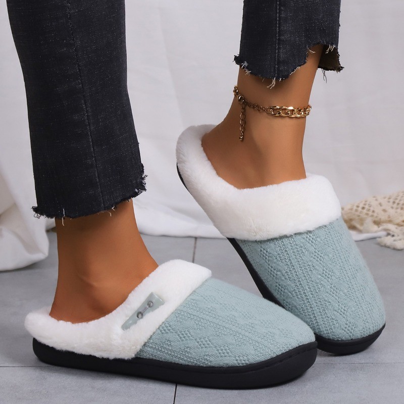 Ladies Indoor House Slippers, Warm Plush Non-Slip Fleece Lined Shoes