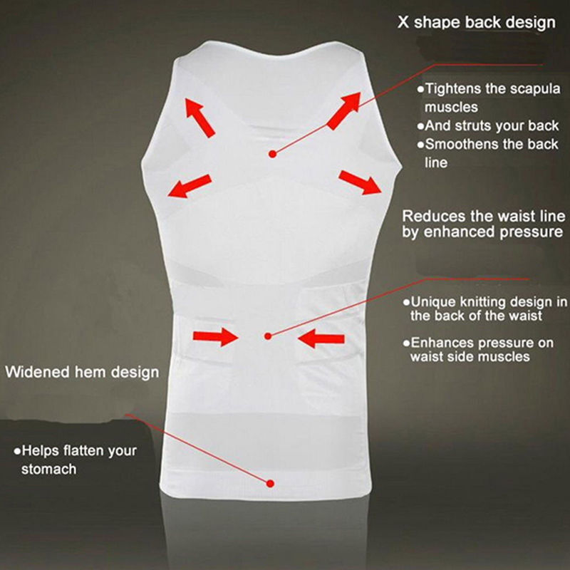 Mens Slimming Body Shaper Belly Chest Compression Vest Girdle T-Shirt / Tank Top