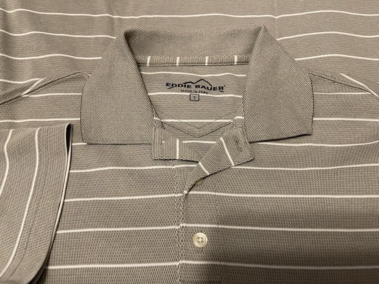EDDIE BAUER COCONA PERFORMANCE HEATHER GRAY TAUPE POLO SHIRT MEN SMALL EUC