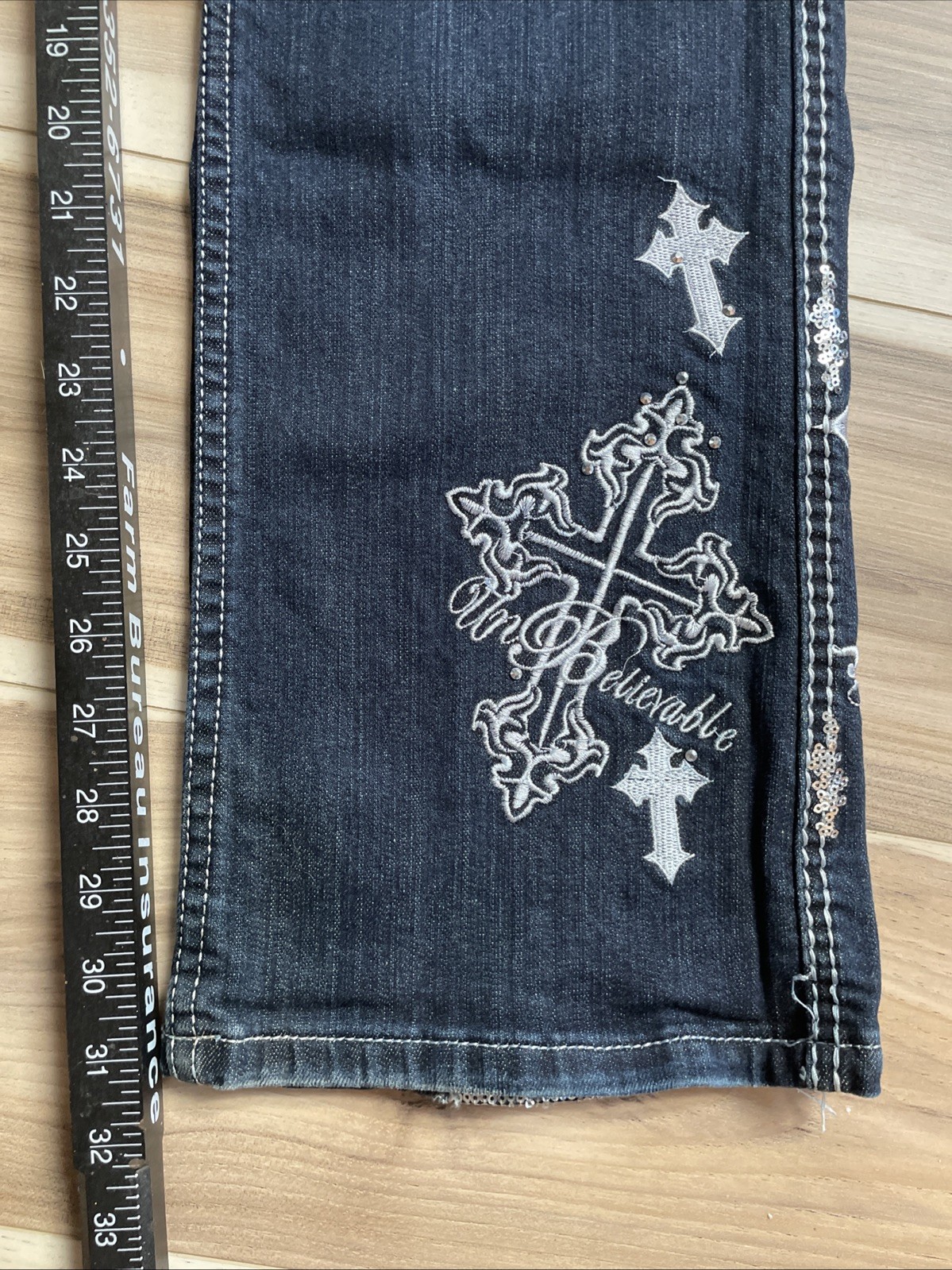 Cowgirl Tuff Blue Bootcut Jeans Women 29×31 Unbelievable Indigo Embroider Sequin