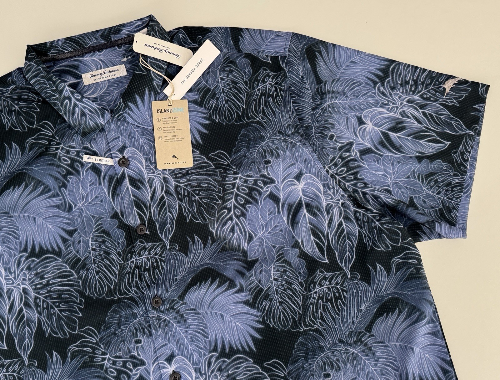 NWT Tommy Bahama Men Big Island Zone 2XLB 3XLB 4XLB 5XLB Navy Palm Stretch F5