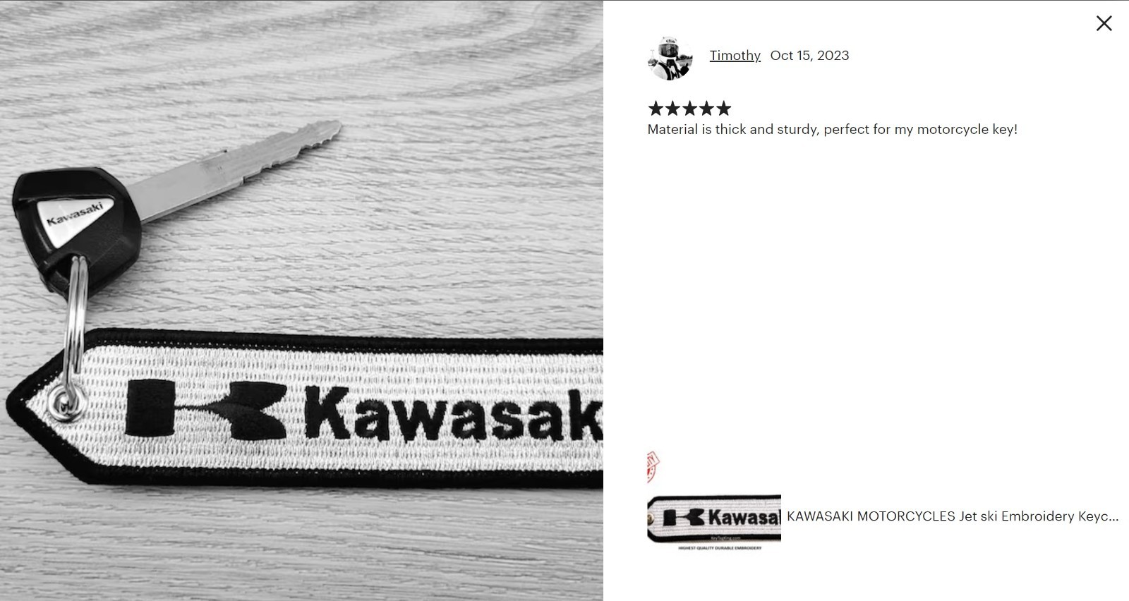 KAWASAKI Double Sided Keychain Patch High Quality Fabric Key Fob Moto keychain