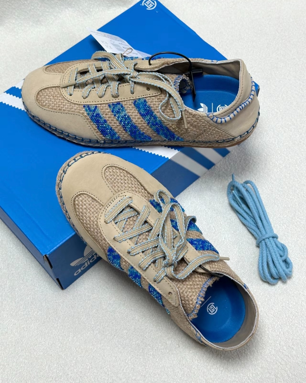 adidas CLOT x Gazelle Linen Khaki Light Blue – IH 3641