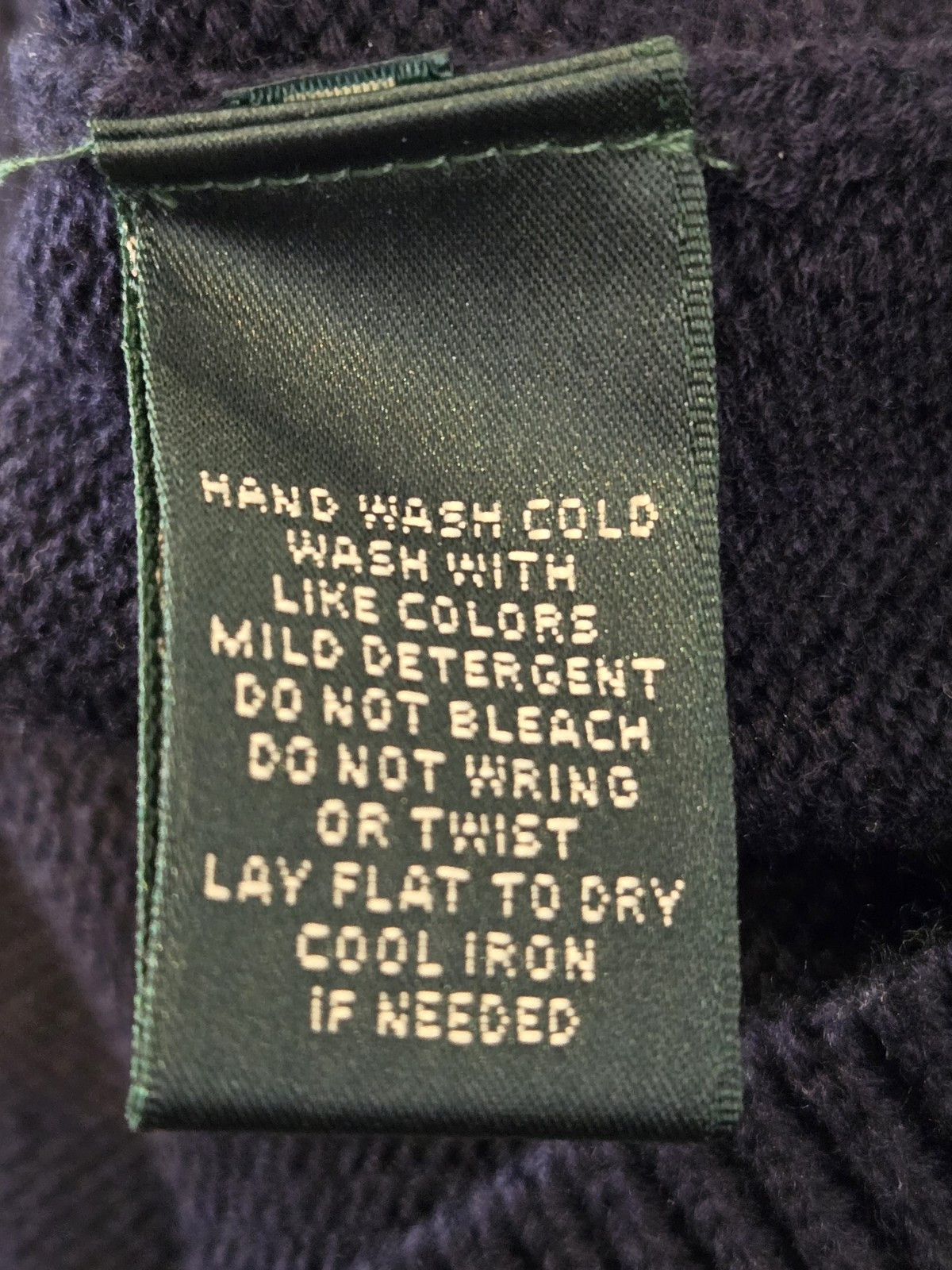 Womens Lauren Ralph Lauren Navy Blue Short Sleeve Sweater Size L HAND WASH ONLY