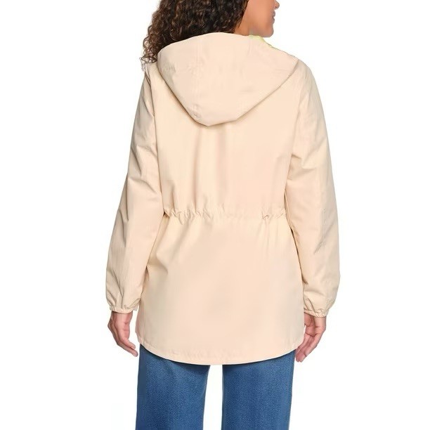 Lands’ End Women’s Cream Hooded Rain Jacket With Pouch New With Tags