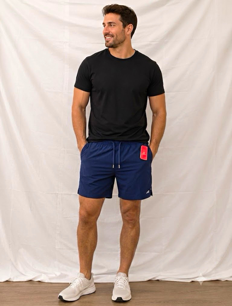 Men’s Blue Athletic Activewear Shorts Drawstring Pockets 6” inseam