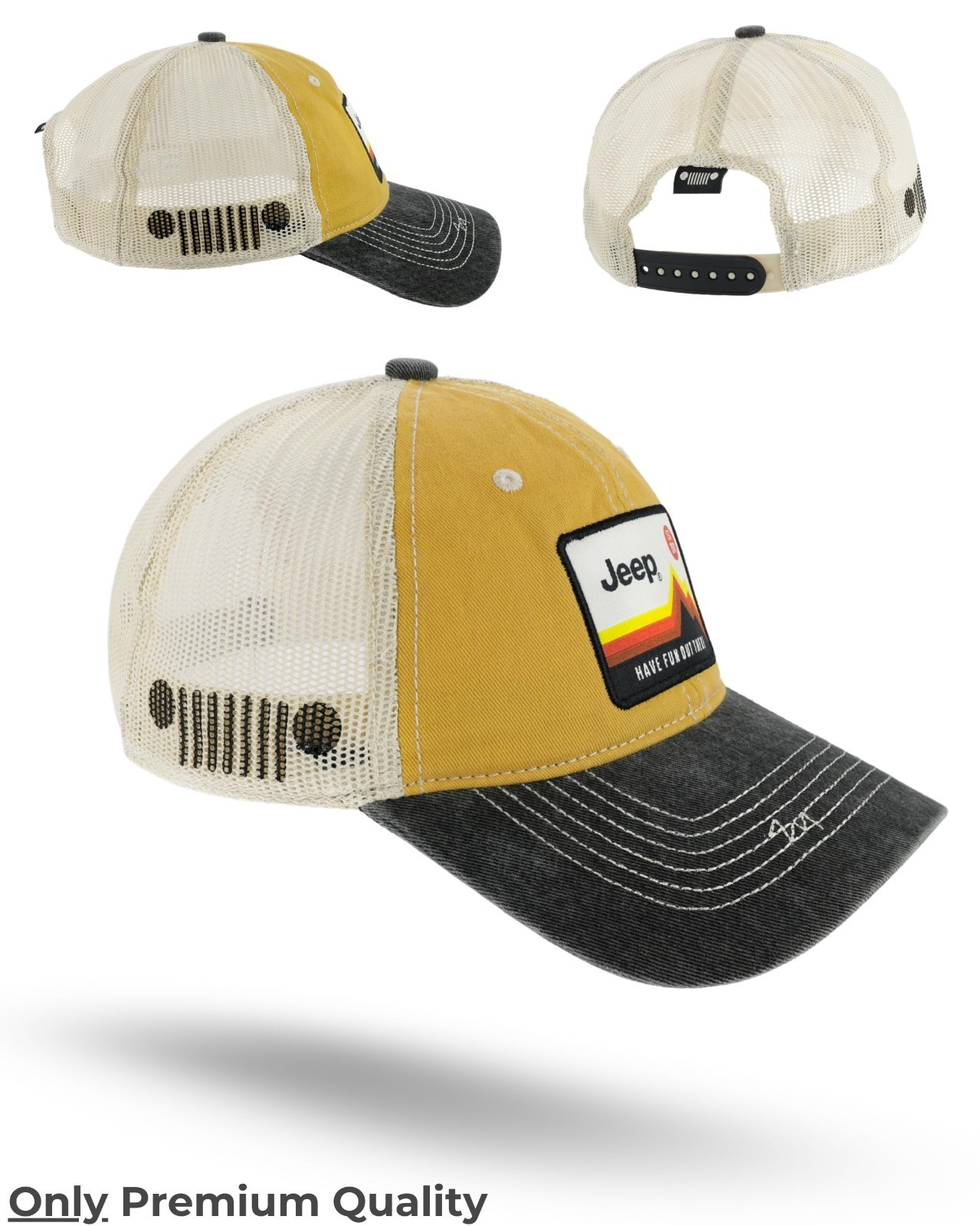Unstructured Adjustable Snapback Trucker Hat – Garment Washed Baseball Cap for M