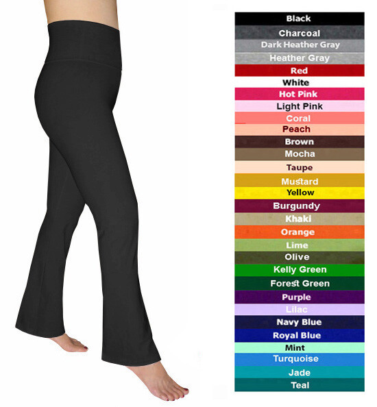 Women Cotton Spandex Flare Yoga Pants by Emily Chen USA (XL, 2XL, 3XL)