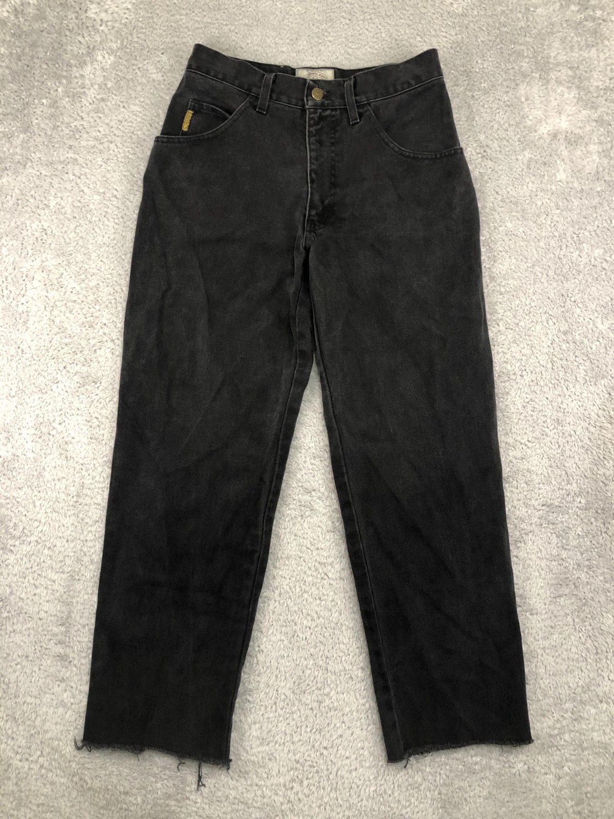 Armani Jeans Men 29×27 (Tag 31) Vintage Eco Stone Tapered Black Distressed *Flaw