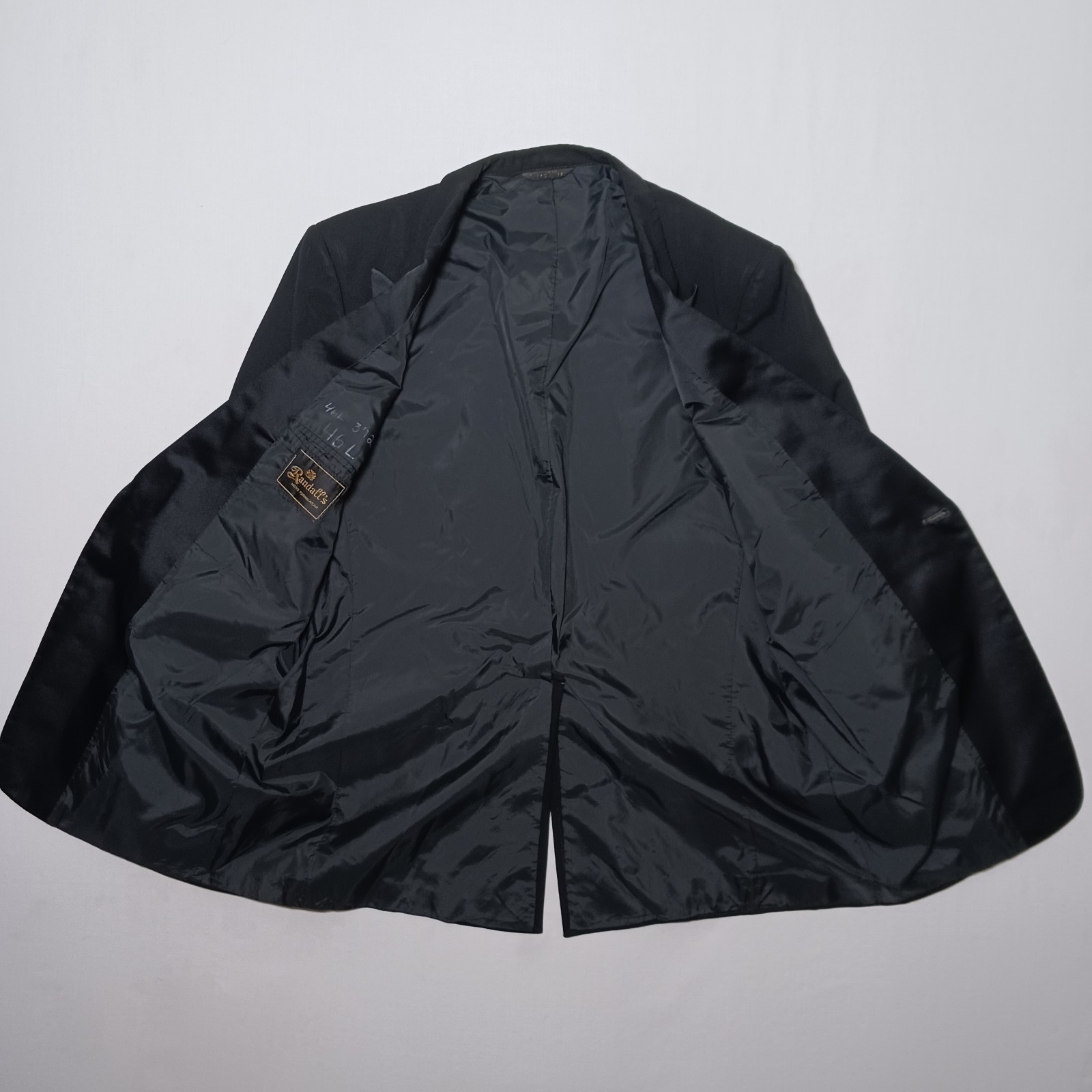 Vintage Randall’s Formal Wear Mens Black Wool Tuxedo Jacket 46L