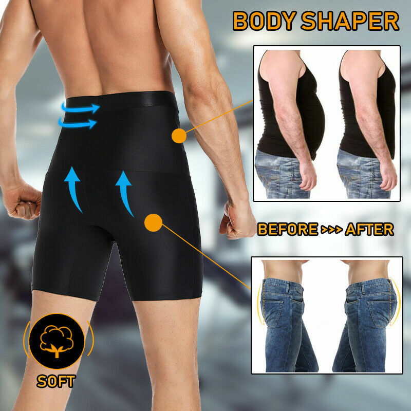 Men’s Compression High Waist Boxer Shorts Tummy Slim Body Shaper Girdle Pants US