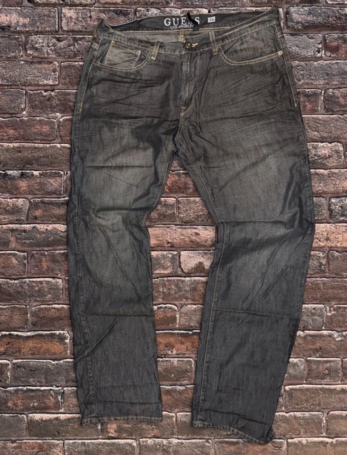 GUESS Men’s Dark Wash Bootcut Jeans Regular Fit Mid Rise 5-Pocket Zip