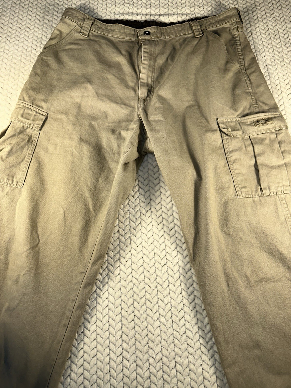 Wrangler Mens Relaxed Fit Cargo Pants Tan Soft 38×30 Outdoor