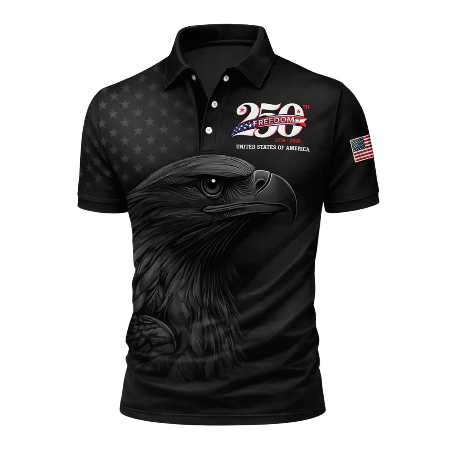250t Year Anniversary Eagle Polo Shirt, Patriotic Polo Shirt, Independence Day