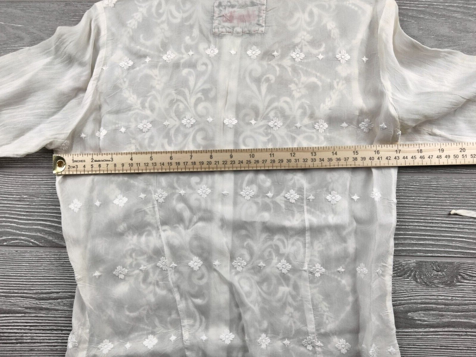 Johnny Was Ivory White Semi-Sheer Embroidered Crochet Women’s Small top