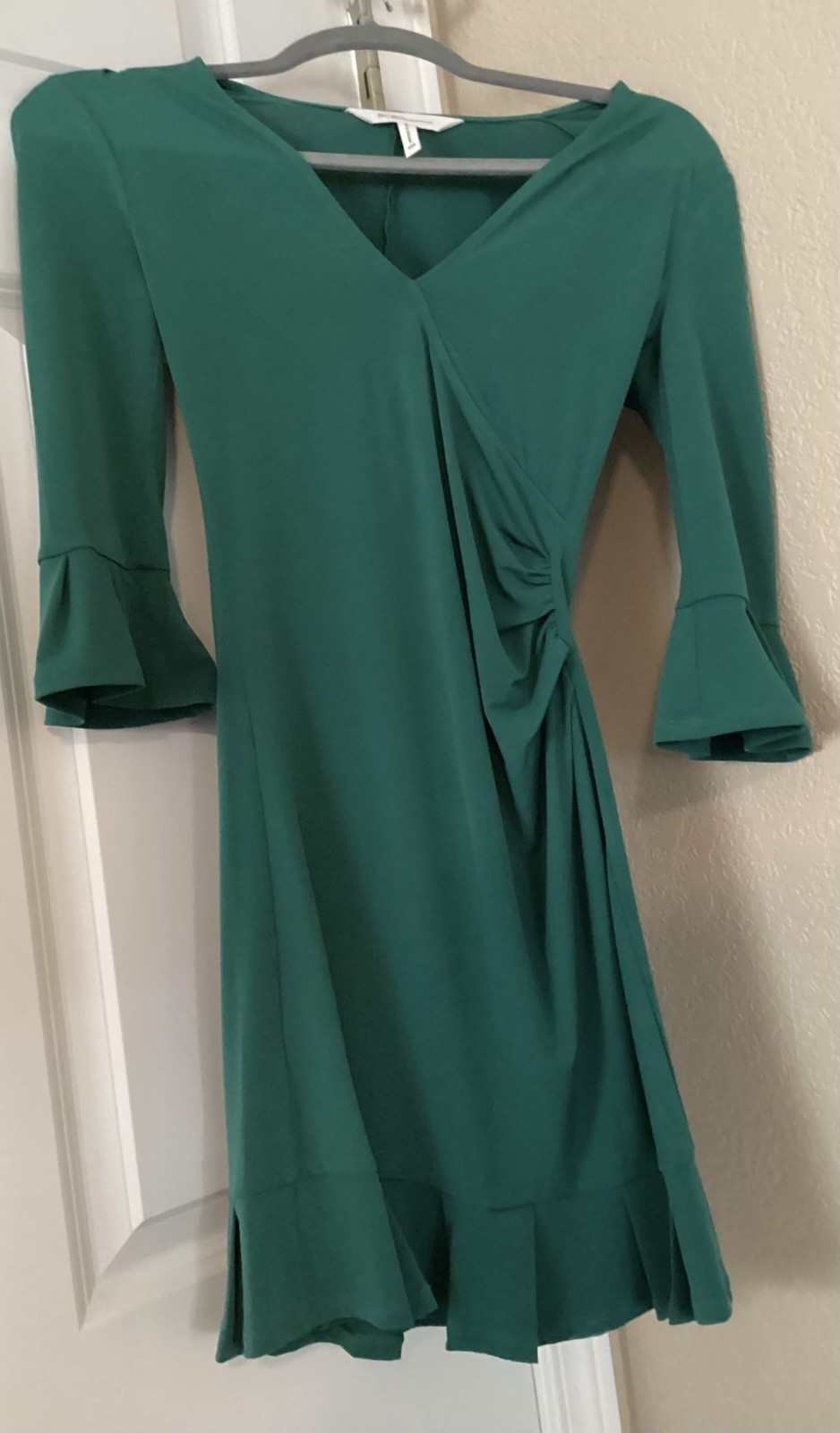 BCBGeneration Green Ruffled Mini Dress Size XXS 3/4 Sleeves