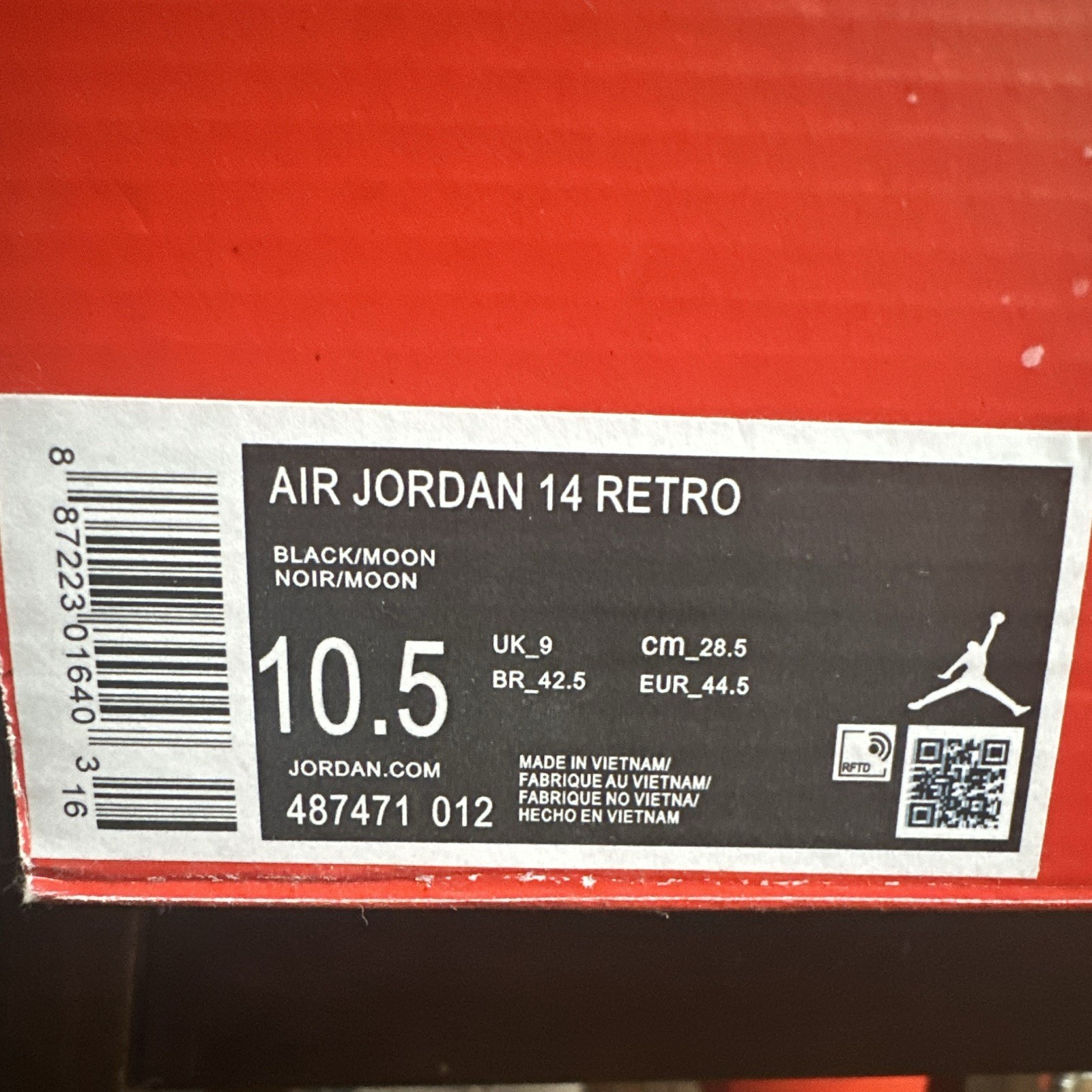 Jordan Air Jordan 14 Retro Black/Red/White Mid Top Basketball Sneaker 487471-012