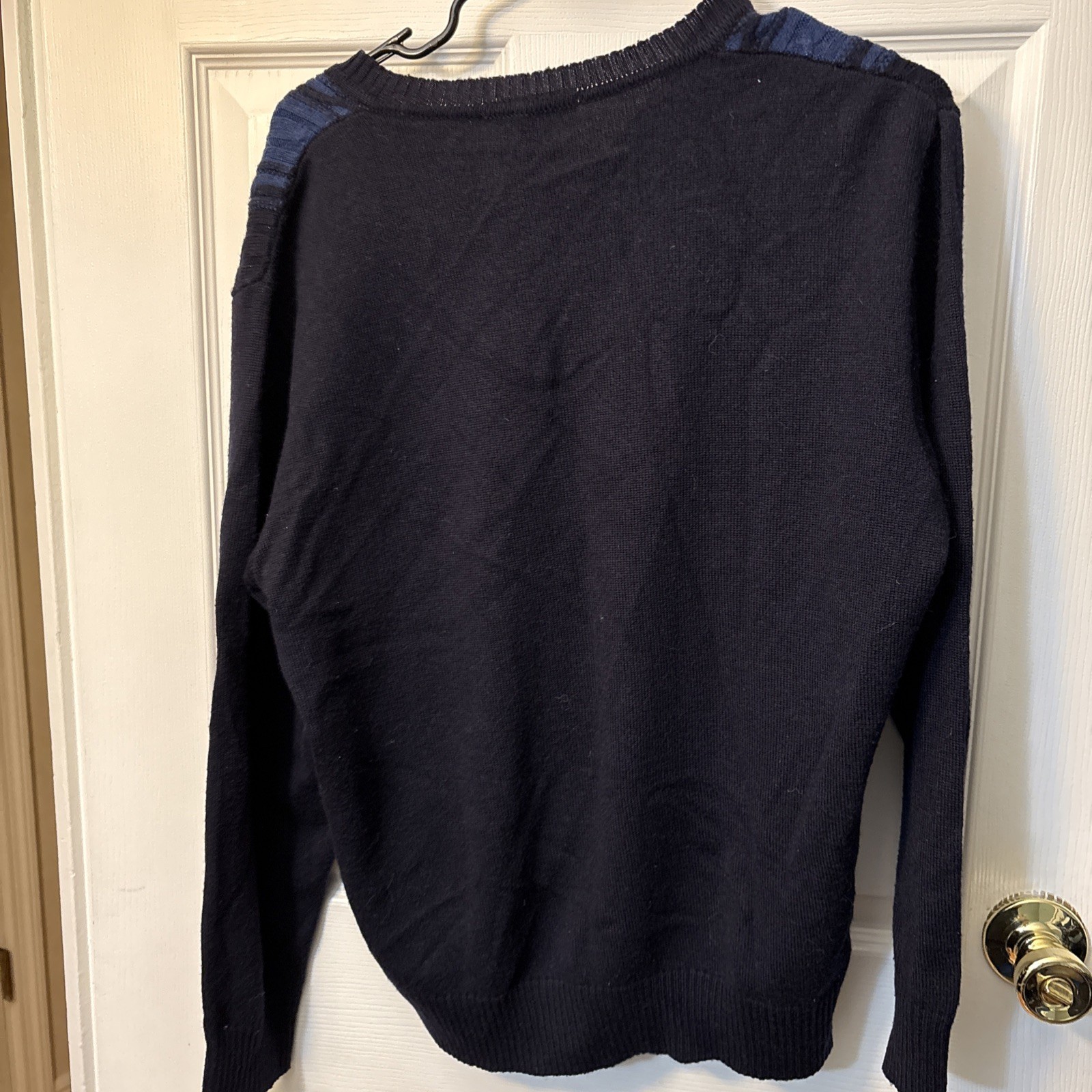 Montechiaro Sweater Men’s L 52 Cable Knit Shades of Blue Merino Wool Italy