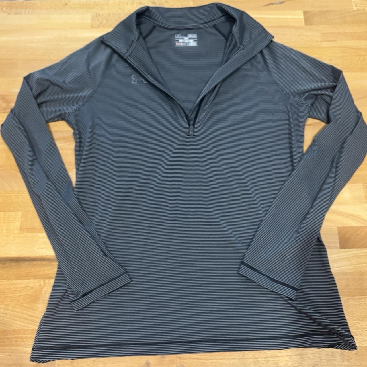 Under Armour Womens 1/4 Zip Stripe Pullover HeatGear Long Sleeve 1276211 Medium
