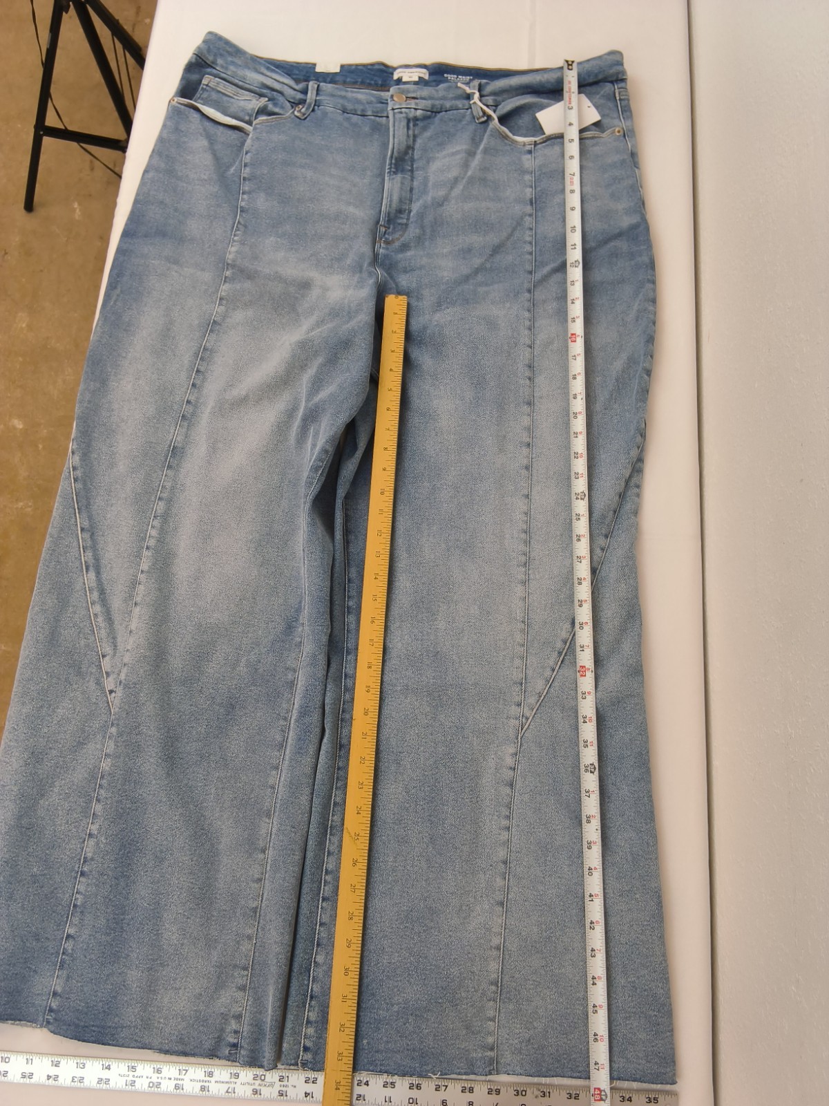 Good American Good Waist Palazzo Wide Leg Jean Womens 30+ (50″x33.5″) NWT #W5061