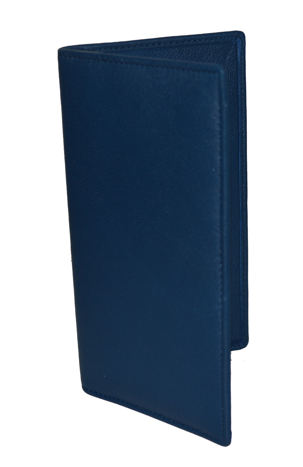 Leatherboss Genuine Leather PLAIN Slim Checkbook Cover, Blue