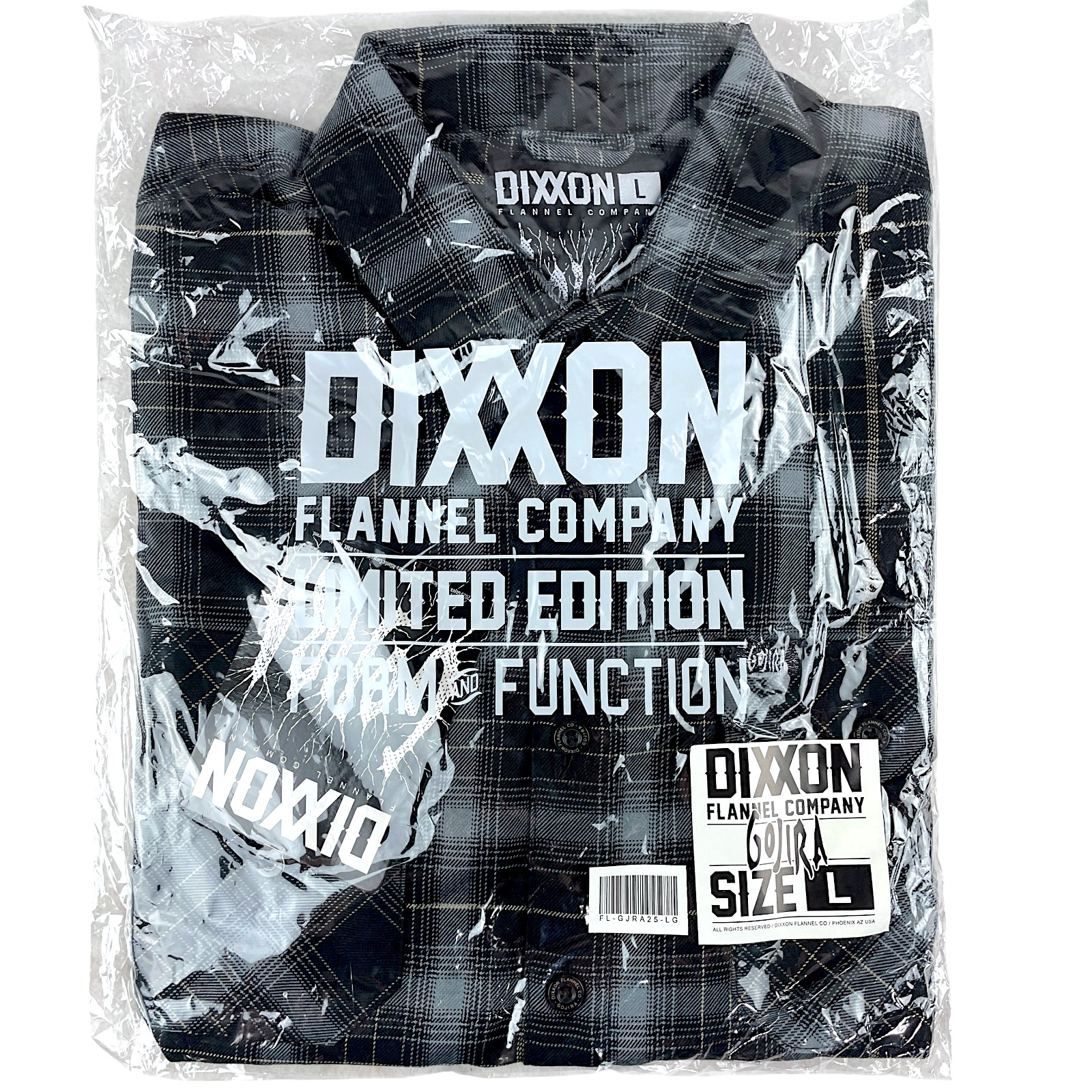 DIXXON Flannel x GOJIRA Men’s LARGE Collab Metal Band Plaid Button Shirt